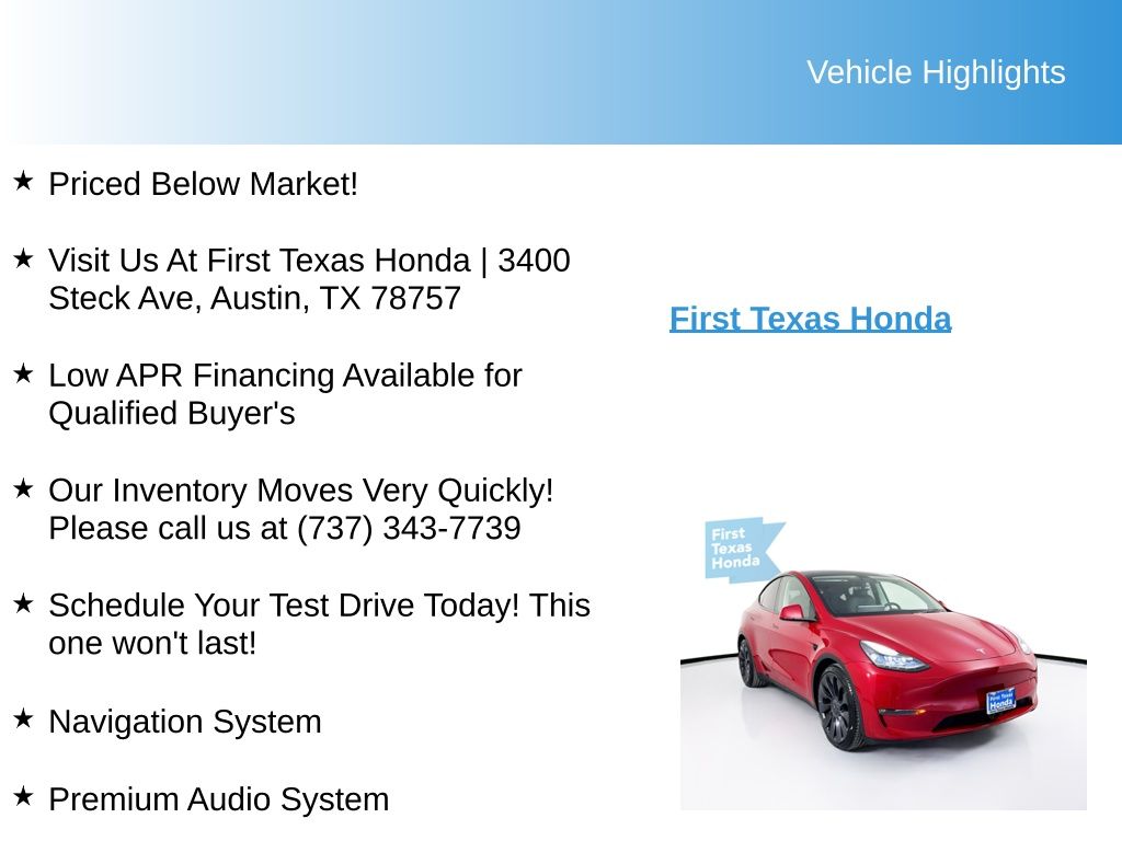 Used Car 2021 Tesla Model Y  Performance For Sale Under $35,000 In Austin, Texas