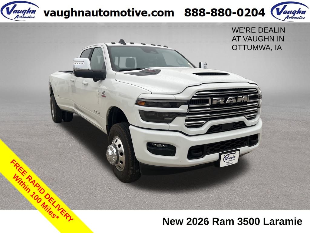 Bright White Clearcoat 2026 RAM 3500 Pickup Truck Four-Wheel Drive 8-Speed Automatic