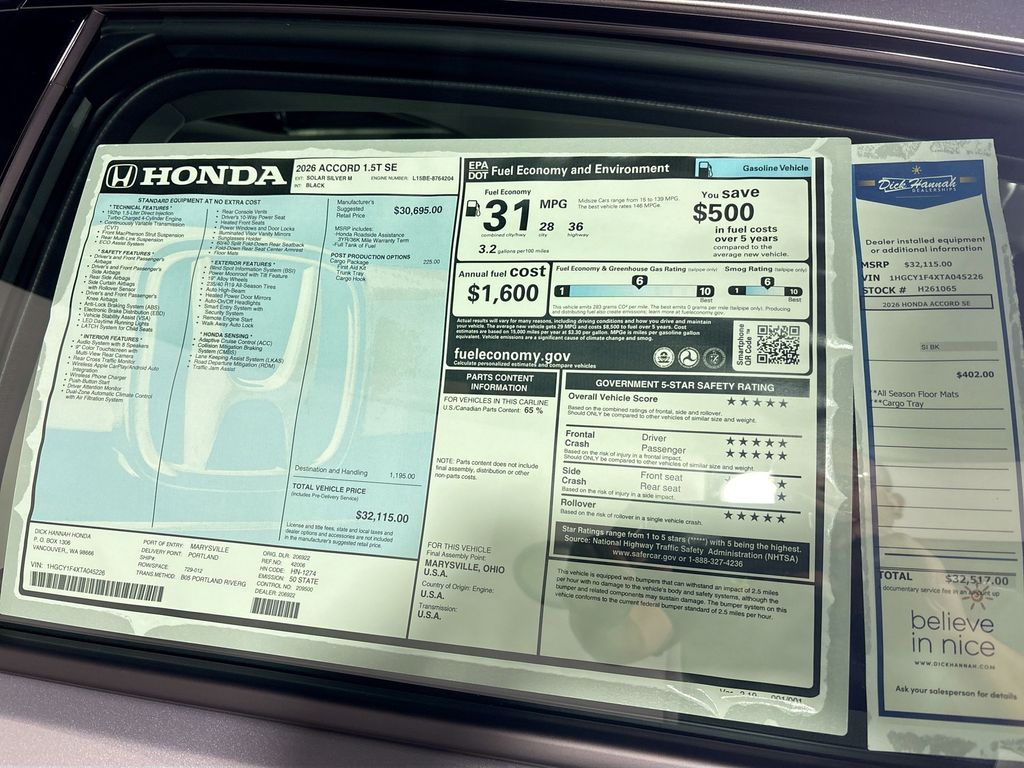 2026 Honda Accord SE