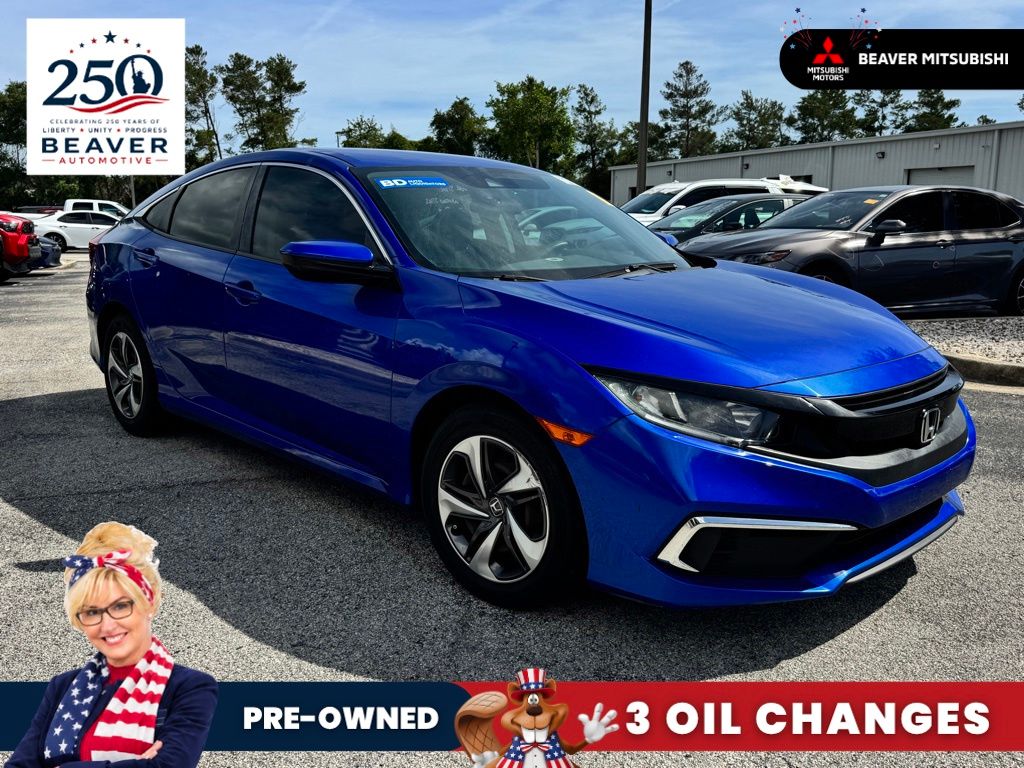 Aegean Blue Metallic 2019 Honda Civic Sedan Front-Wheel Drive Continuously Variable Transmission