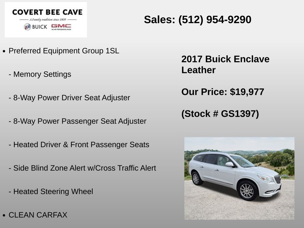 Used Car 2017 Buick Enclave  Leather Group For Sale Under $20,000 In Austin, Texas