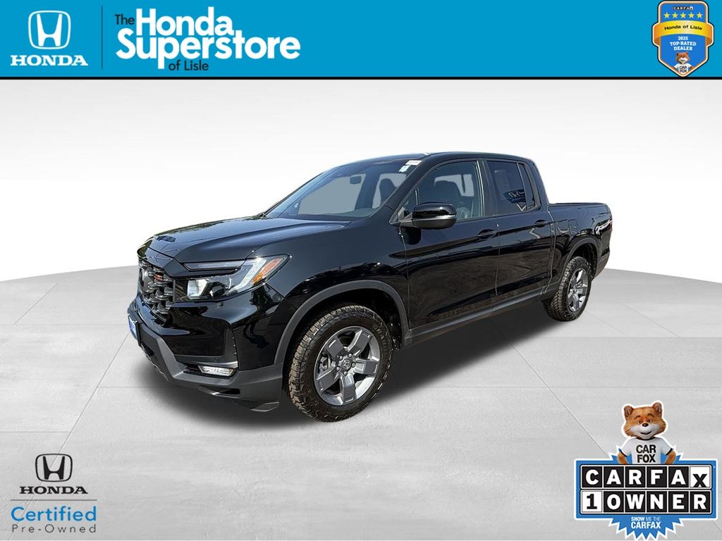 Crystal Black Pearl 2025 Honda Ridgeline Pickup Truck All-Wheel Drive 9-Speed Automatic