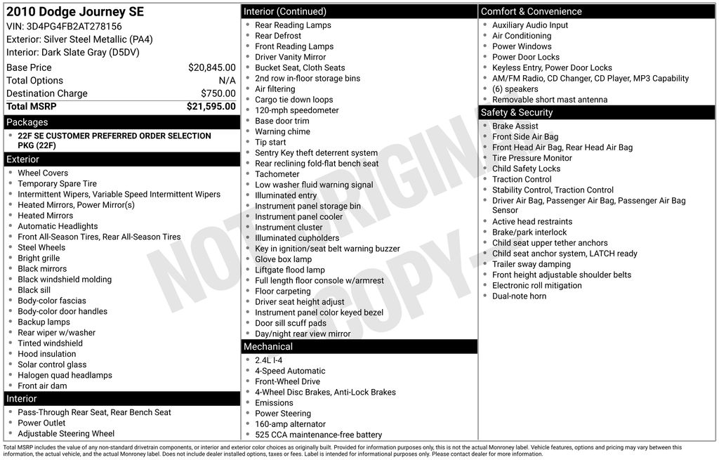 2010 Dodge Journey SE FWD