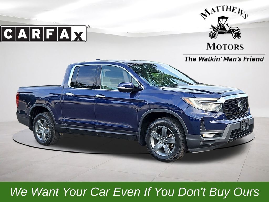 Black (Obsidian Blue Pearl) 2023 Honda Ridgeline Pickup Truck All-Wheel Drive 9-Speed Automatic