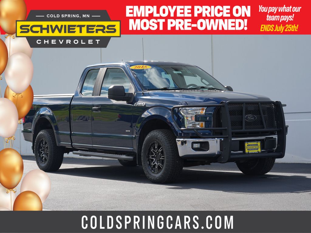 Blue 2015 Ford F-150 Pickup Truck Four-Wheel Drive 6-Speed Automatic