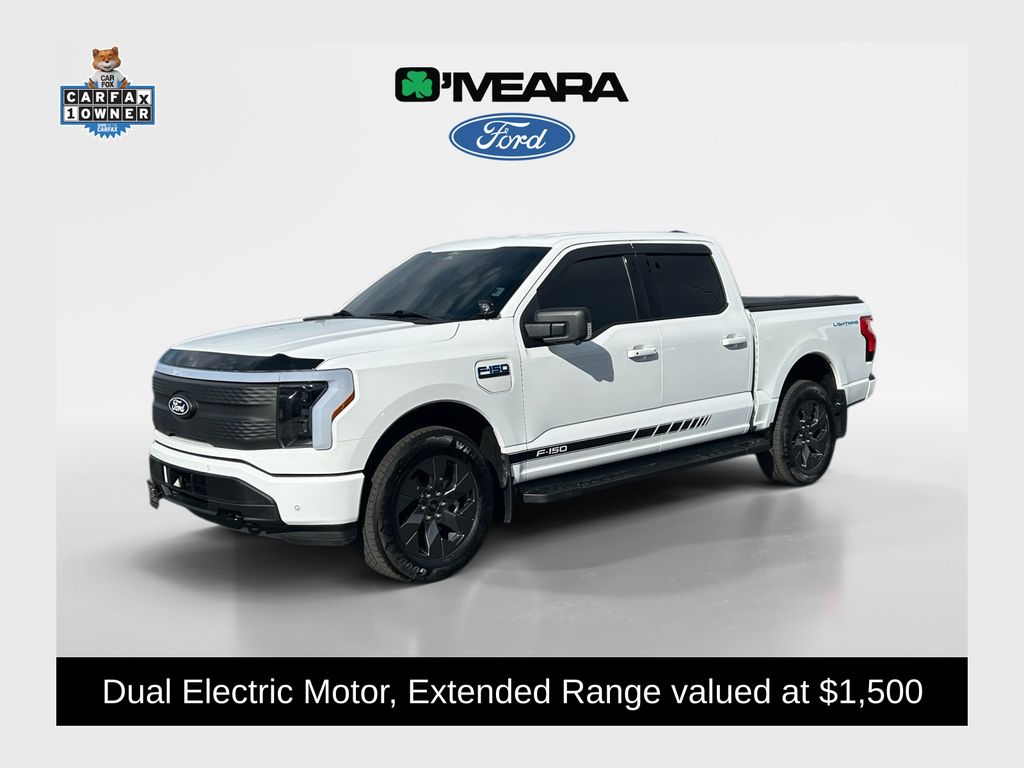 Oxford White 2025 Ford F-150 Lightning Flash SuperCrew AWD Pickup Truck All-Wheel Drive Automatic