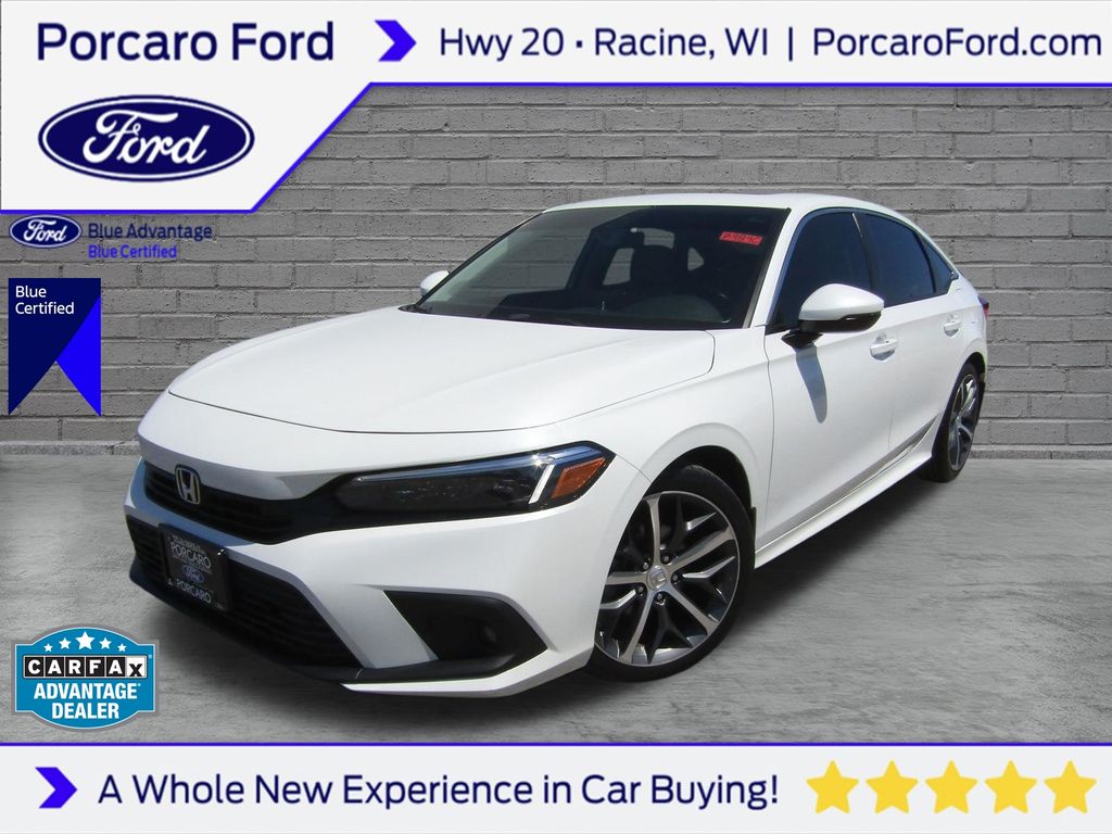 Platinum White Pearl 2023 Honda Civic Sedan Front-Wheel Drive Continuously Variable Transmission