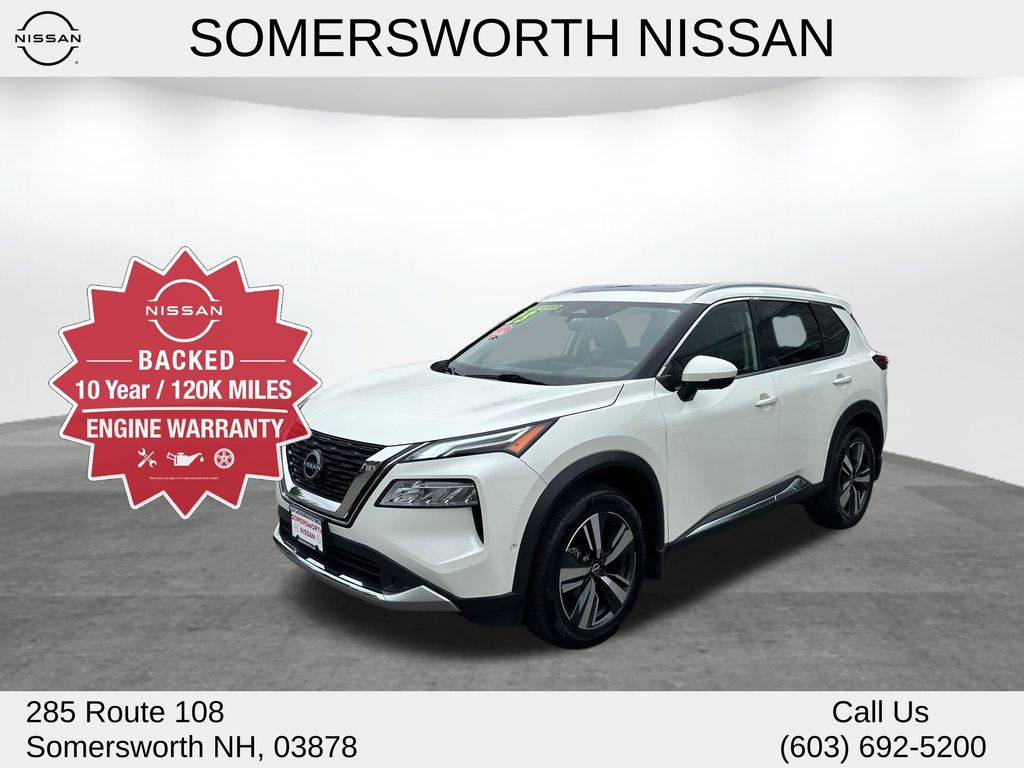 Pearl White Tricoat 2023 Nissan Rogue Platinum AWD SUV / Crossover All-Wheel Drive Continuously Variable Transmission