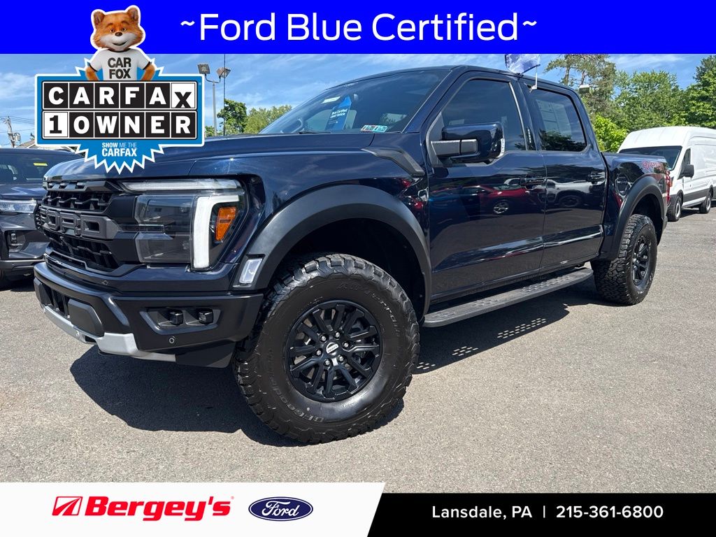 Blue Metallic 2024 Ford F-150 Raptor SuperCrew 4WD Pickup Truck Four-Wheel Drive 10-Speed Automatic