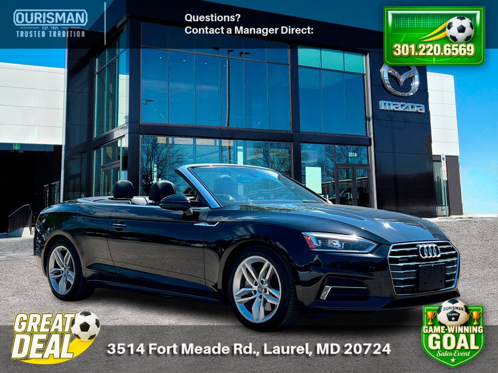 Black Metallic 2019 Audi A5 quattro Premium Plus 45 TFSI Cabriolet Convertible All-Wheel Drive 7-Speed Automatic
