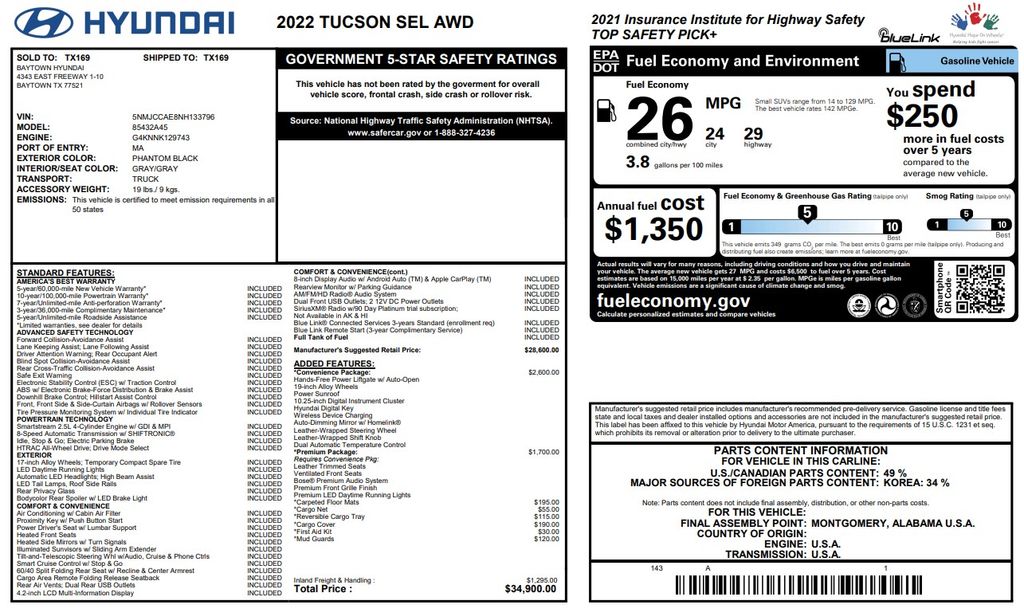 2022 Hyundai Tucson SEL Black at Bayway Cadillac of The Woodlands