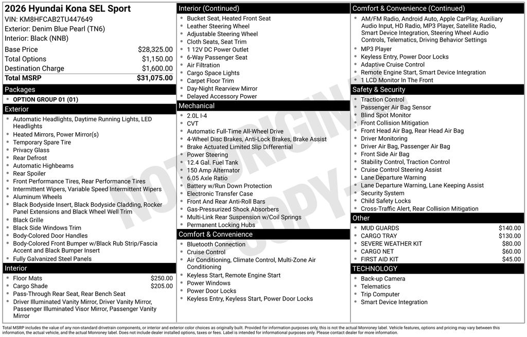 New 2026 Blue Hyundai SEL Sport image 20