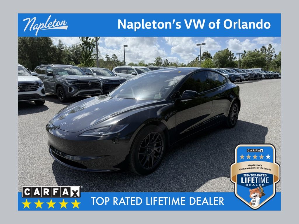 Black 2025 Tesla Model 3 Long Range RWD Sedan Rear-Wheel Drive 1-Speed Automatic