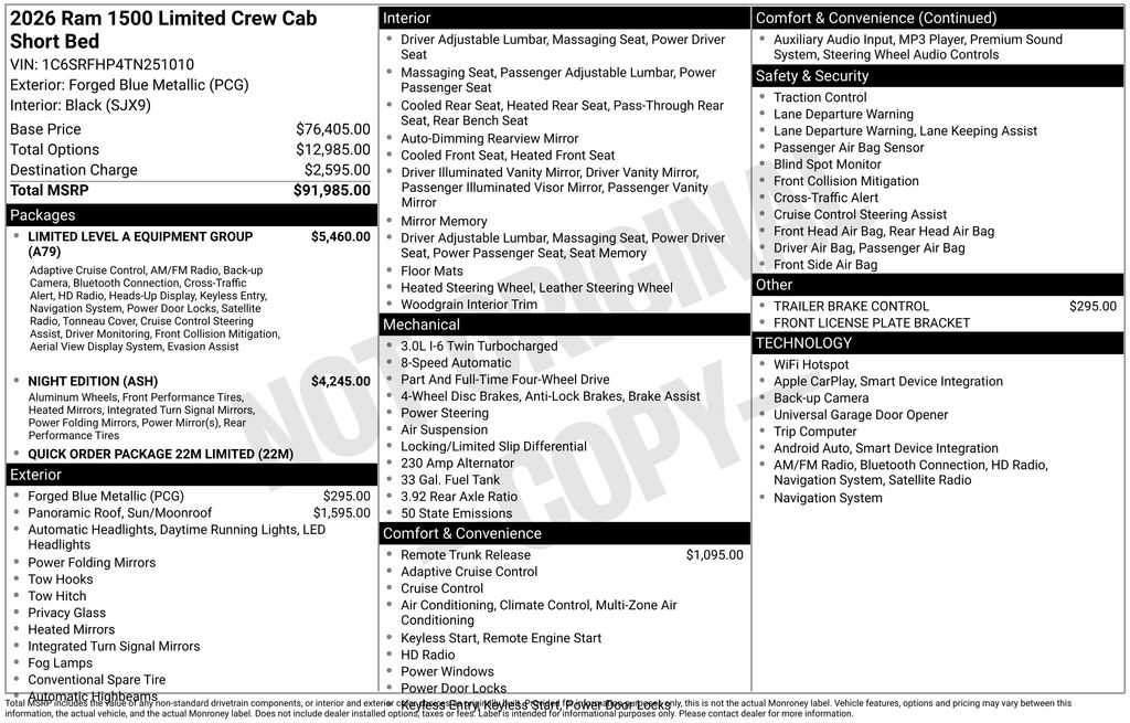 new 2026 Ram 1500 car, priced at $73,722