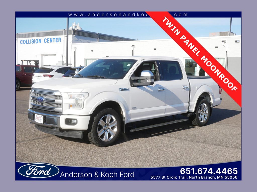 White Platinum Clearcoat Metallic 2017 Ford F-150 Platinum SuperCrew 4WD Pickup Truck Four-Wheel Drive Automatic