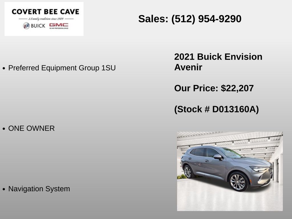 Used Car 2021 Buick Envision  Avenir For Sale Under $25,000 In Austin, Texas