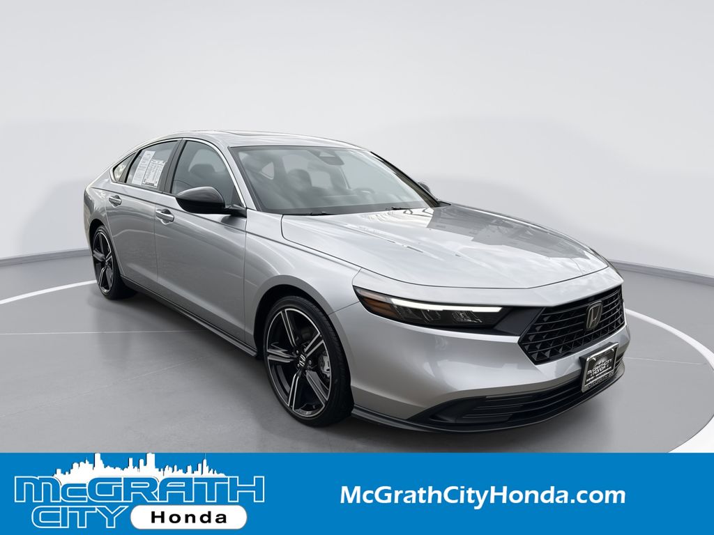 Solar Silver Metallic 2025 Honda Accord Hybrid Sport FWD Sedan Front-Wheel Drive Continuously Variable Transmission