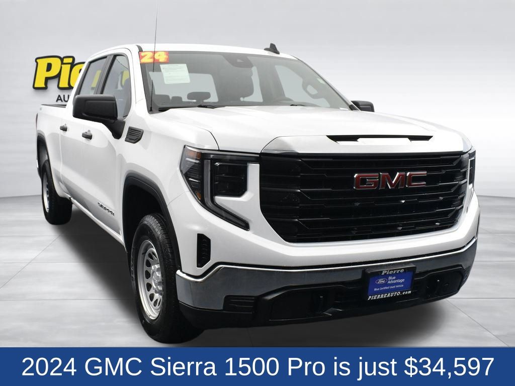 Summit White 2024 GMC Sierra 1500 Pro Crew Cab 4WD Pickup Truck Four-Wheel Drive 8-Speed Automatic