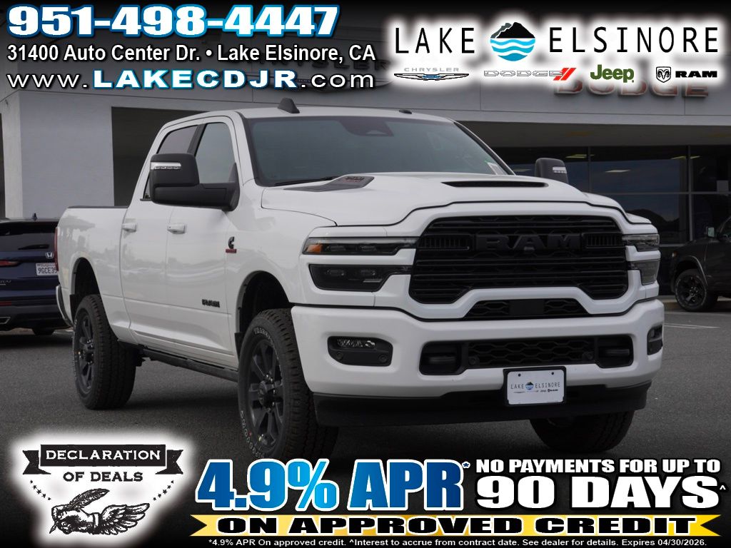 Bright White Clearcoat 2026 RAM 2500 Laramie Crew Cab 4WD Pickup Truck Four-Wheel Drive 8-Speed Automatic