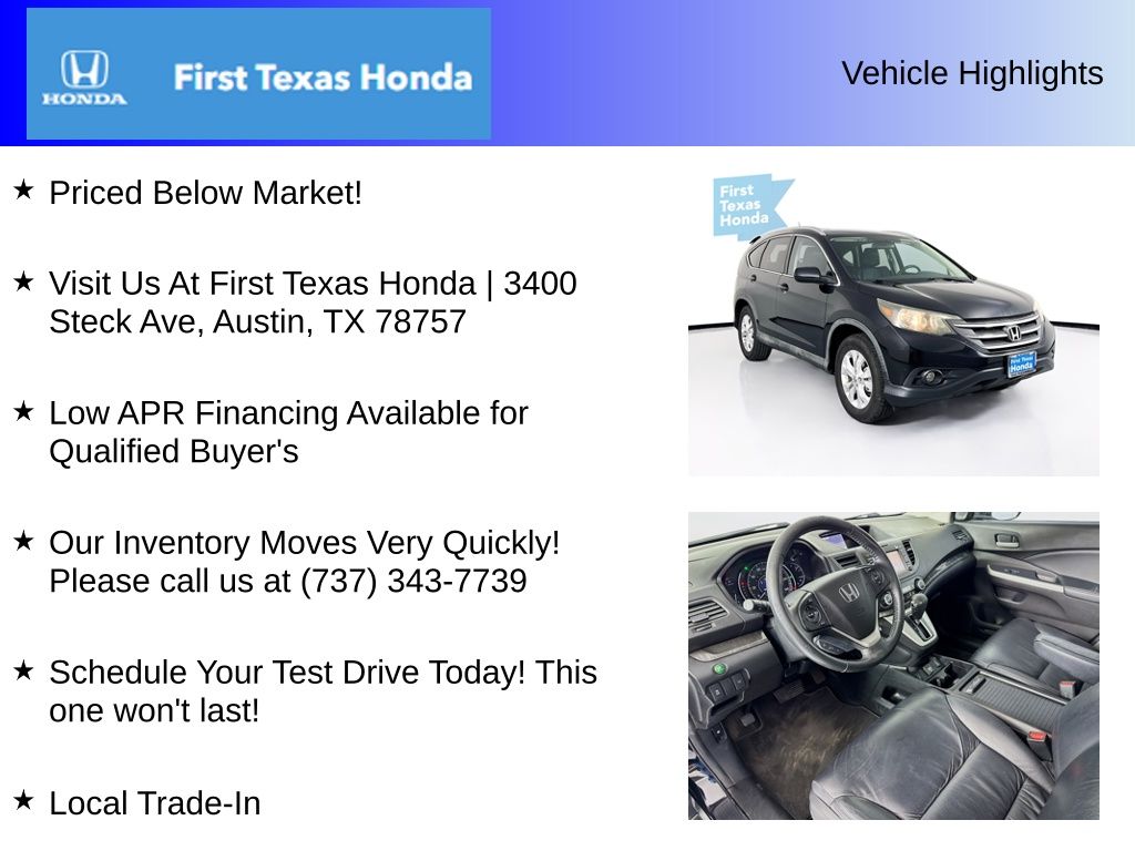 Used Car 2014 Honda Cr-v  Ex-l For Sale Under $10,000 In Austin, Texas