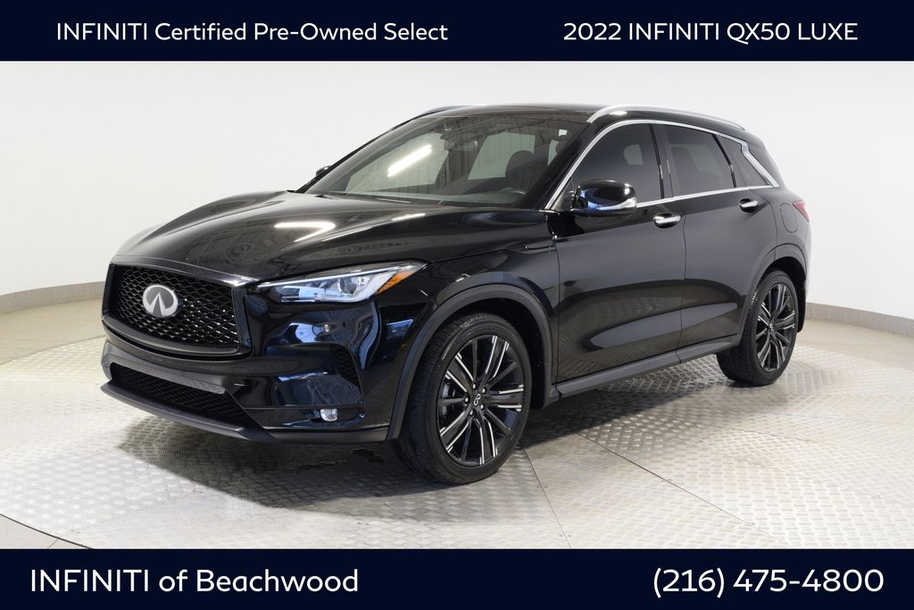 Black Obsidian 2022 INFINITI QX50 Luxe AWD SUV / Crossover All-Wheel Drive Continuously Variable Transmission