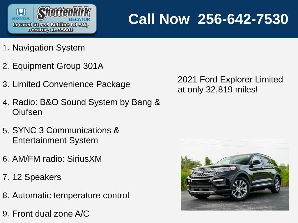 Used 2021 Ford Explorer Limited with VIN 1FMSK7FH3MGA91492 for sale in Decatur, AL