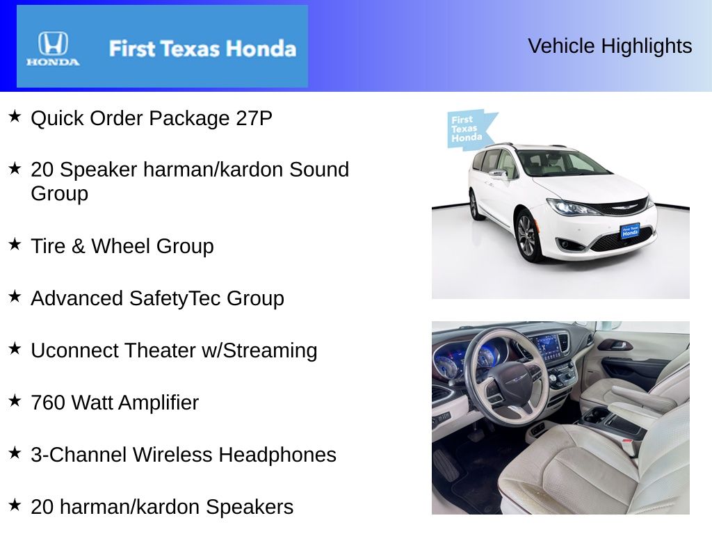 Used Car 2019 Chrysler Pacifica  Limited For Sale Under $20,000 In Austin, Texas
