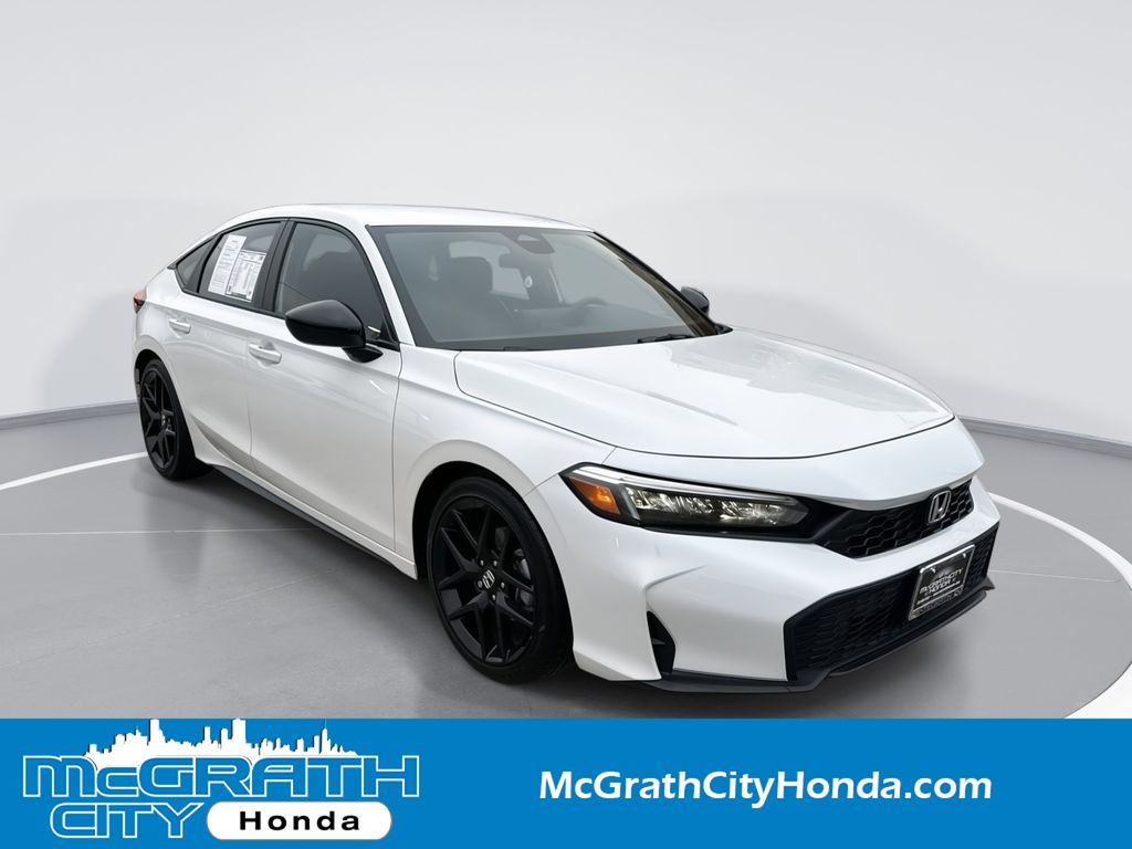 Platinum White Pearl 2026 Honda Civic Hatchback Sport FWD Hatchback Front-Wheel Drive Continuously Variable Transmission