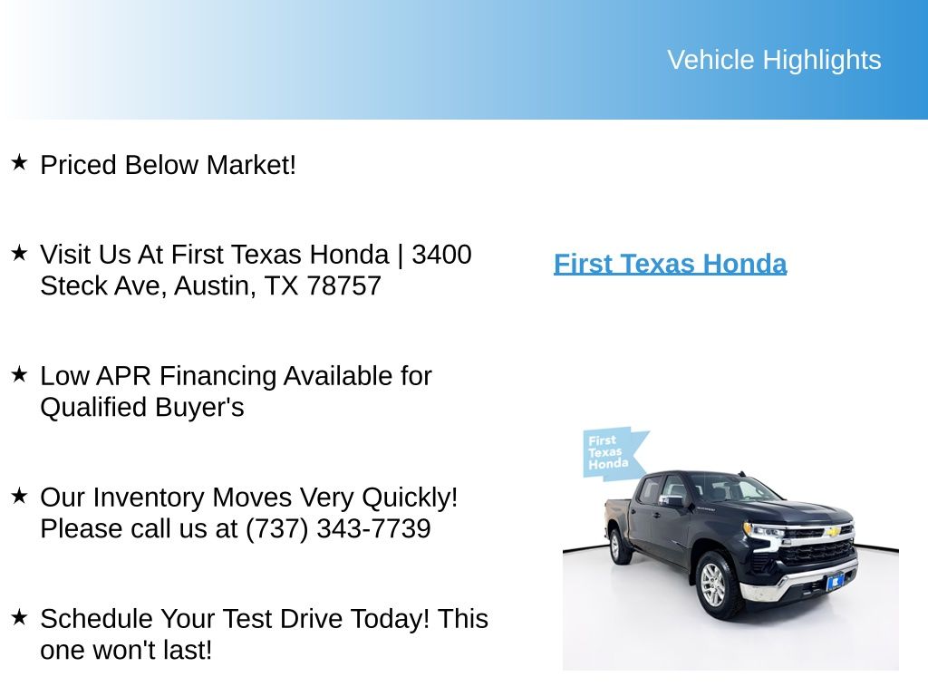 Used Car 2023 Chevrolet Silverado 1500  Lt For Sale Under $35,000 In Austin, Texas