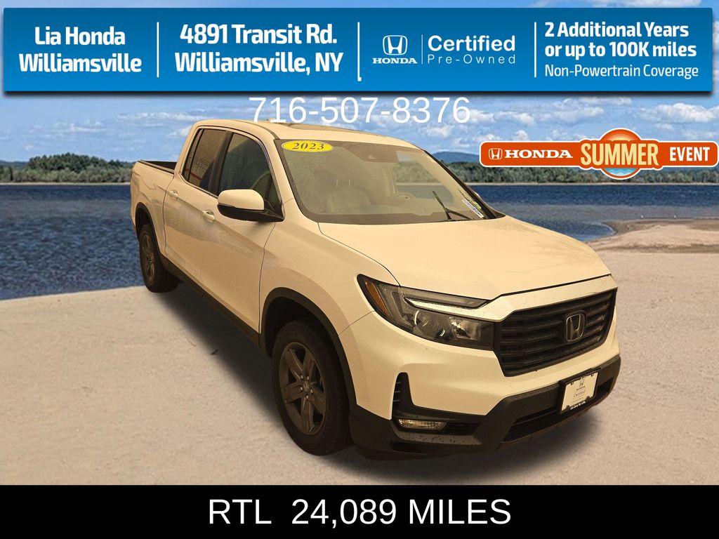Platinum White Pearl 2023 Honda Ridgeline Pickup Truck All-Wheel Drive 9-Speed Automatic