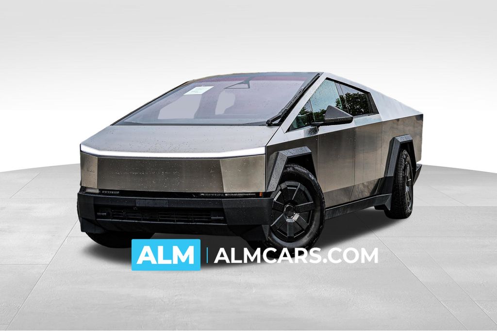 Silver 2025 Tesla Cybertruck Crew Cab AWD Pickup Truck All-Wheel Drive 1-Speed Automatic