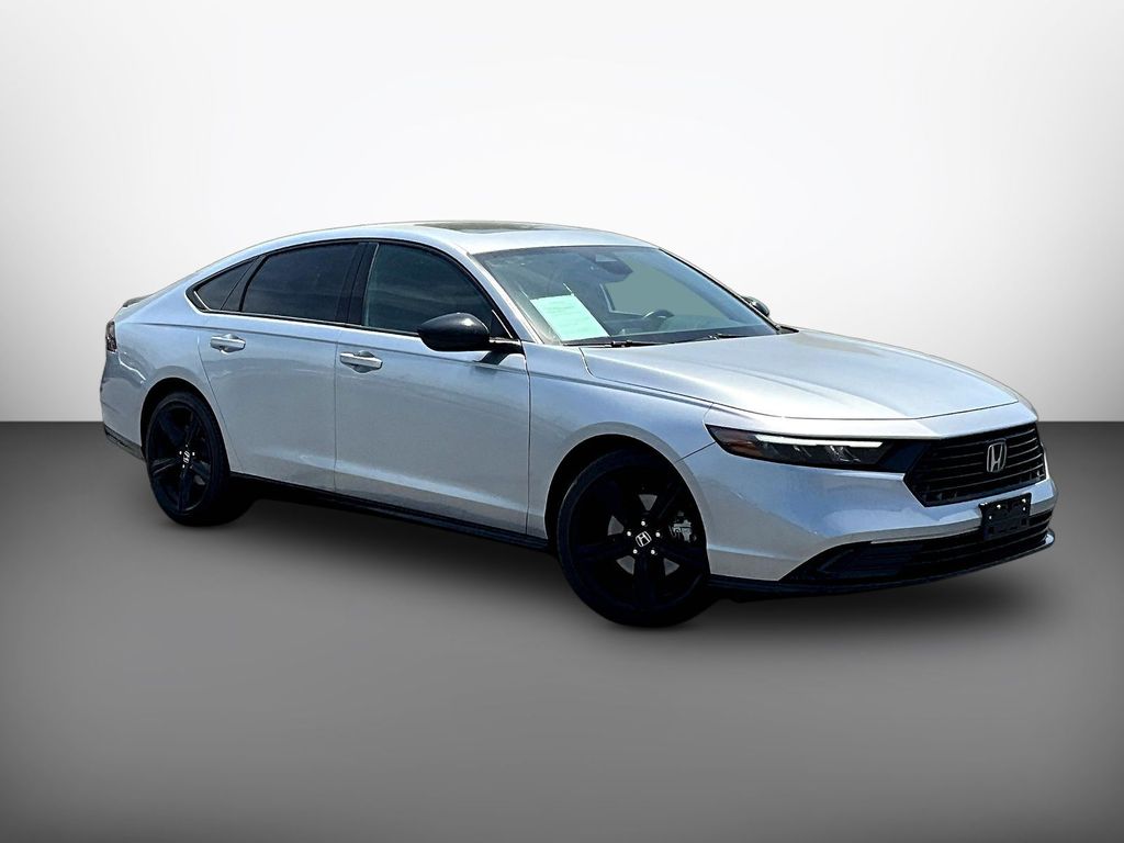 Solar Silver Metallic 2025 Honda Accord Hybrid Sedan Front-Wheel Drive Continuously Variable Transmission