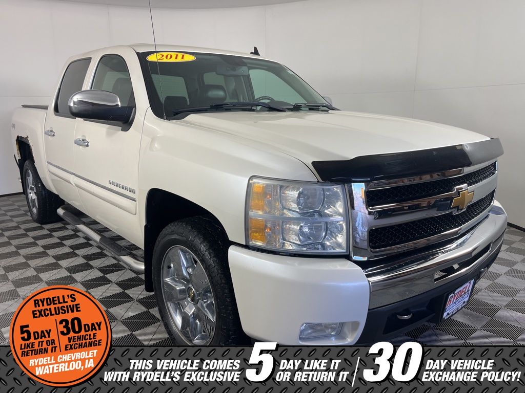 White Diamond Tricoat 2011 Chevrolet Silverado 1500 LTZ Crew Cab 4WD Pickup Truck Four-Wheel Drive 6-Speed Automatic