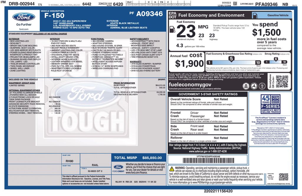 Used Car 2023 Ford F-150  Limited For Sale Under $50,000 In Austin, Texas