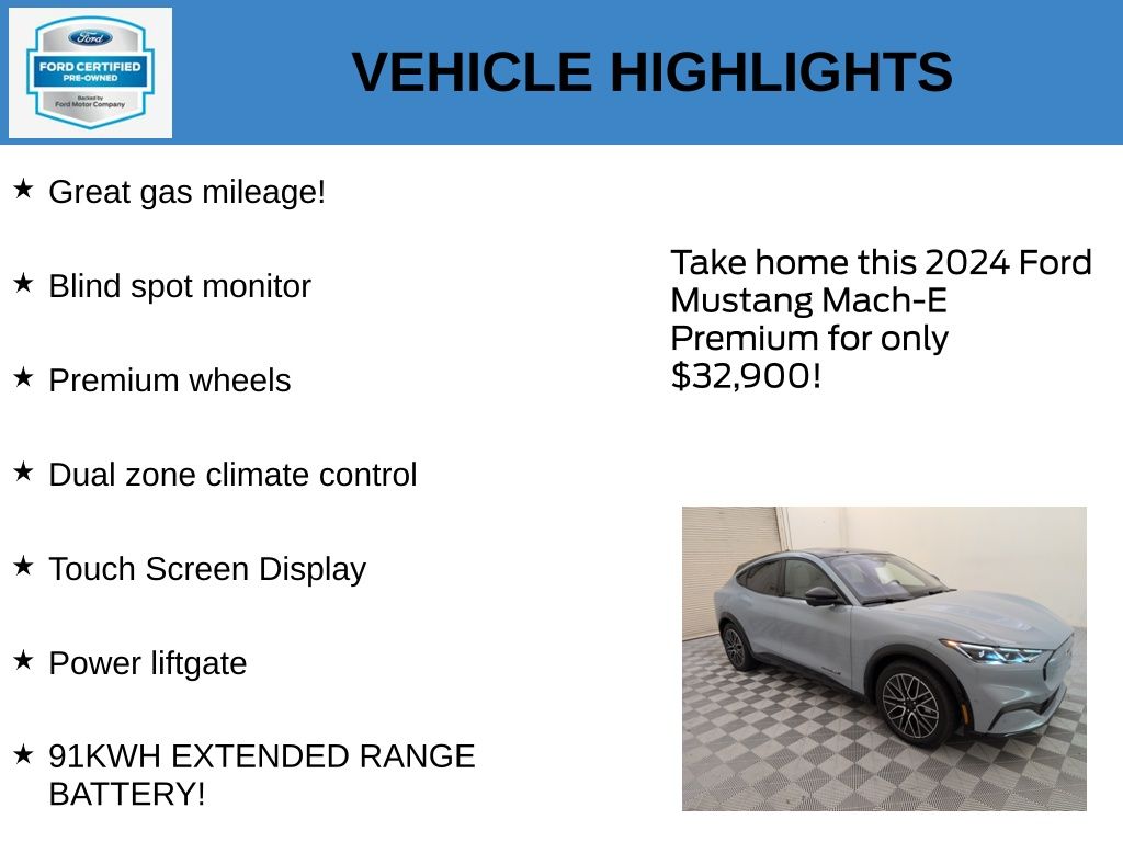 2024 Glacier Gray Metallic TriCoat Ford Mustang Mach-E Premium RWD SUV