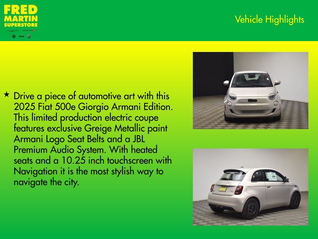 new 2025 FIAT 500e car, priced at $35,245