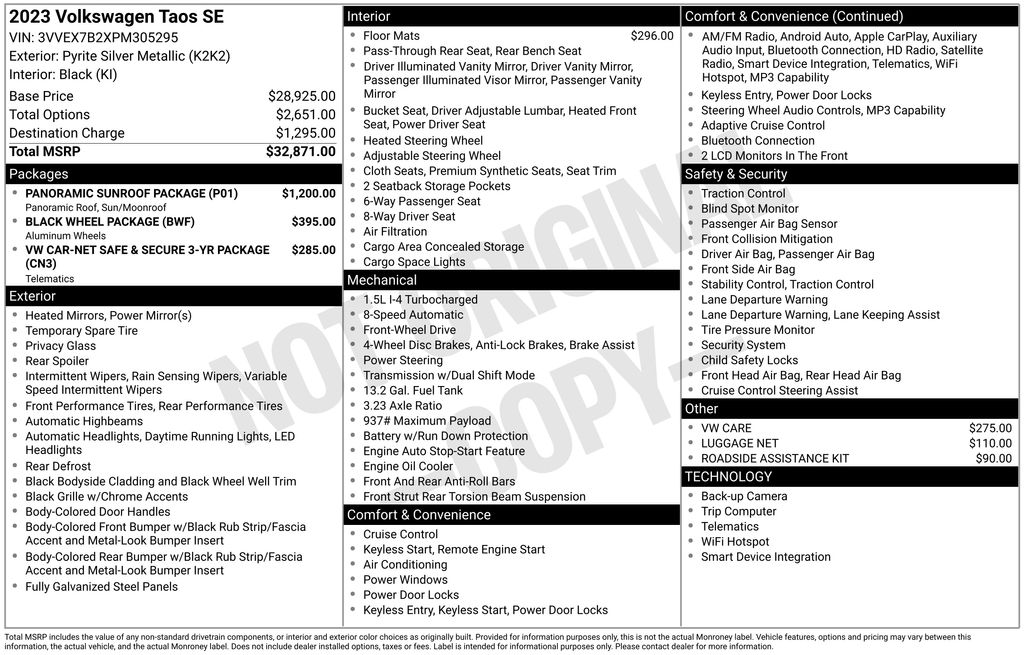 2023 Volkswagen Taos 1.5T SE Silver at DeMontrond Auto Country