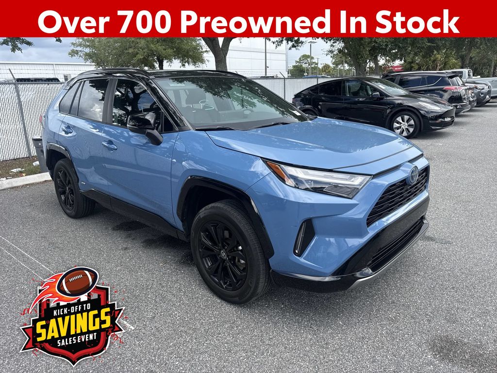 Cavalry Blue/Midnight Black Metallic 2023 Toyota RAV4 Hybrid SUV / Crossover All-Wheel Drive Continuously Variable Transmission