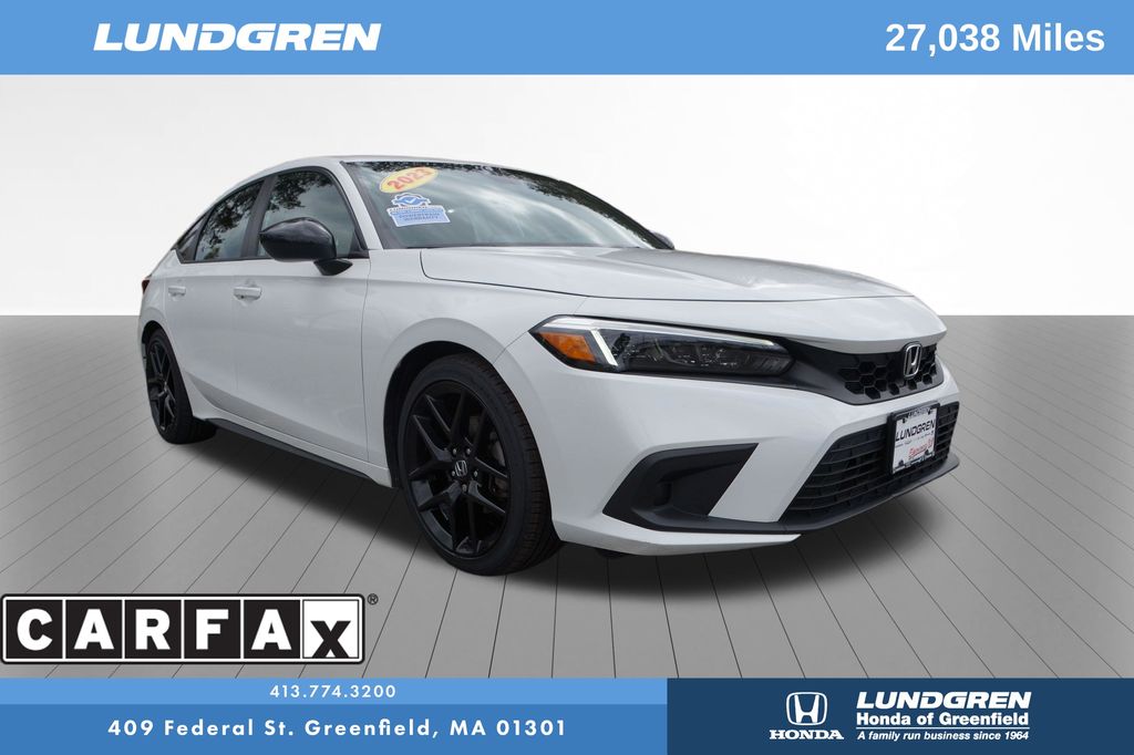 White 2023 Honda Civic Hatchback Sport FWD Hatchback Front-Wheel Drive Continuously Variable Transmission