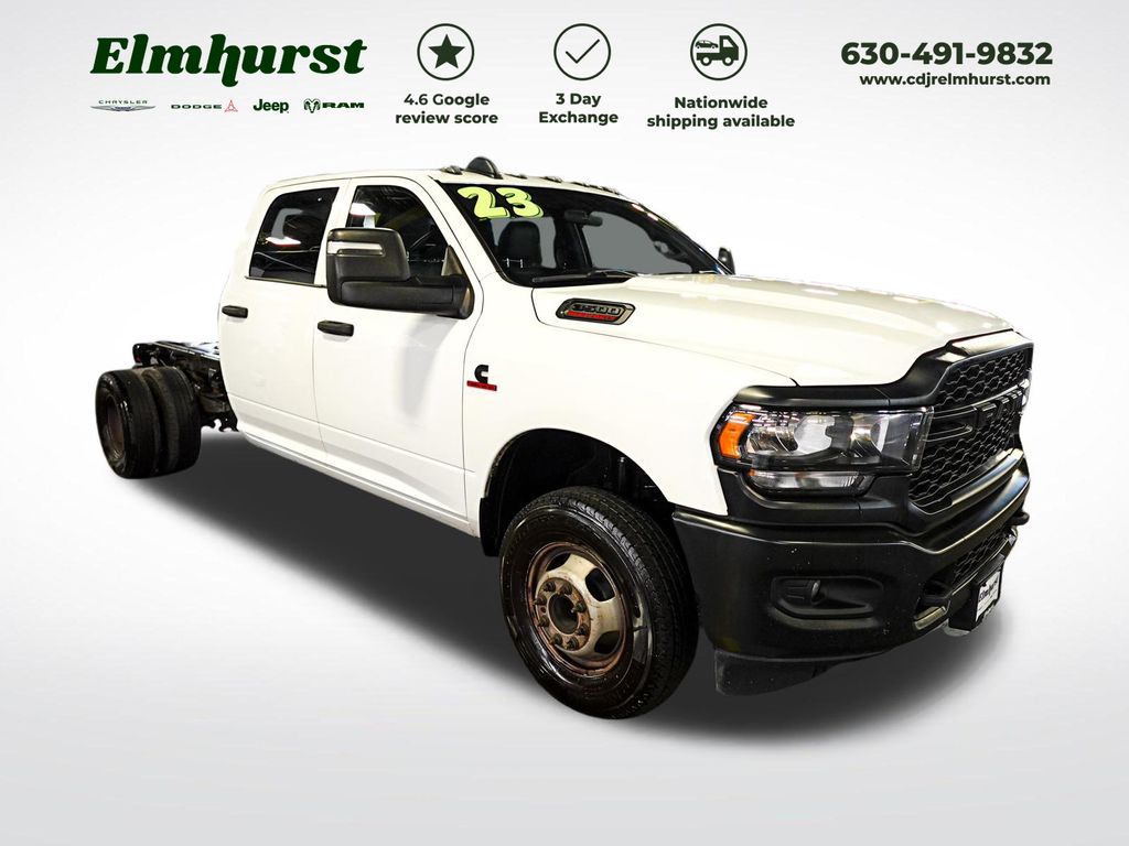 Bright White Clearcoat 2023 RAM 3500 Chassis Pickup Truck Four-Wheel Drive 6-Speed Automatic