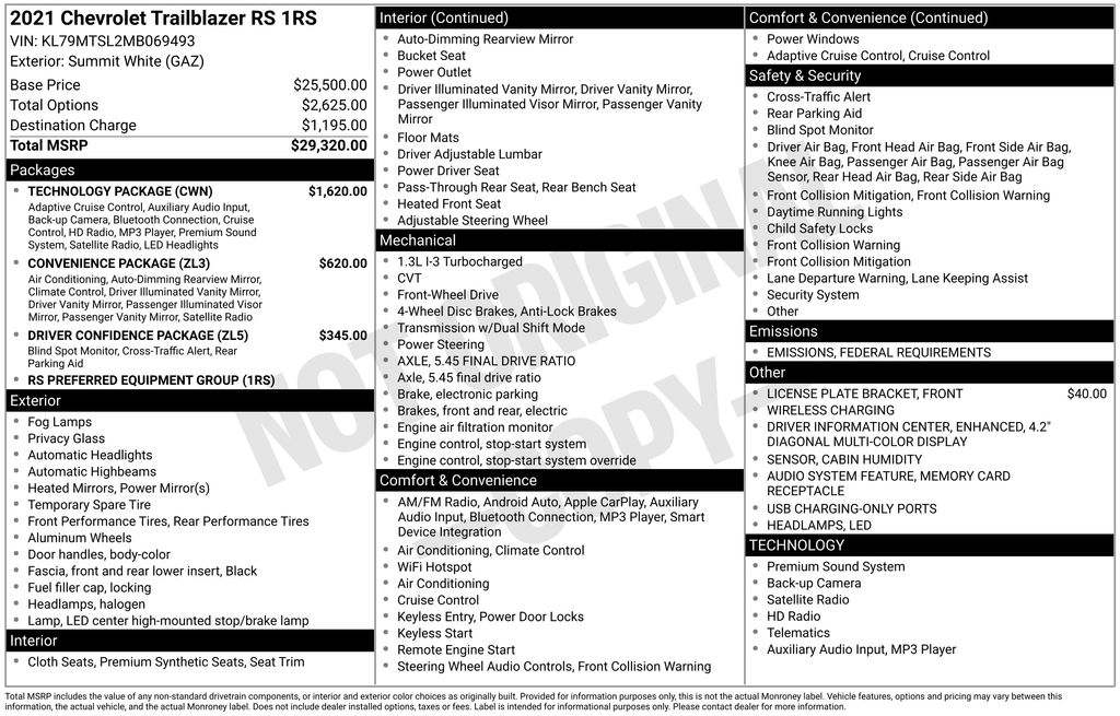 Used Car 2021 Chevrolet Trailblazer  Rs For Sale Under $20,000 In Austin, Texas