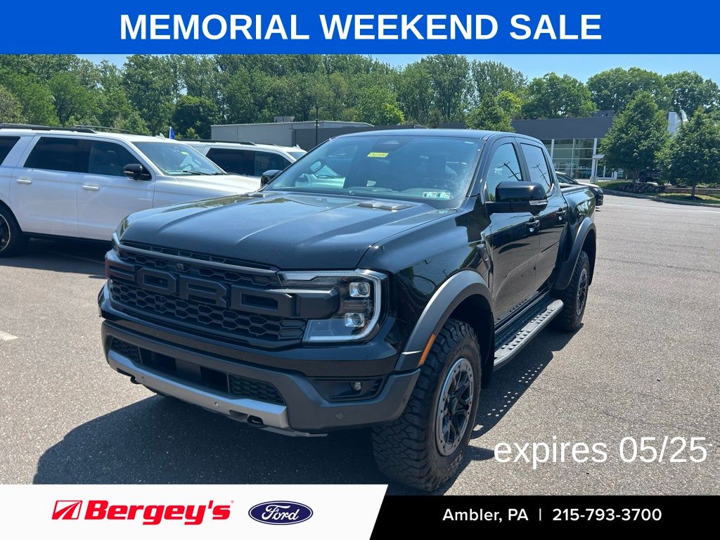 Shadow Black 2024 Ford Ranger Raptor SuperCrew 4WD Pickup Truck Four-Wheel Drive 10-Speed Automatic