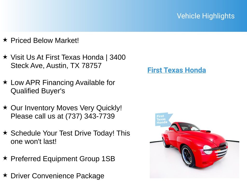 Used Car 2004 Chevrolet Ssr  Base For Sale Under $20,000 In Austin, Texas