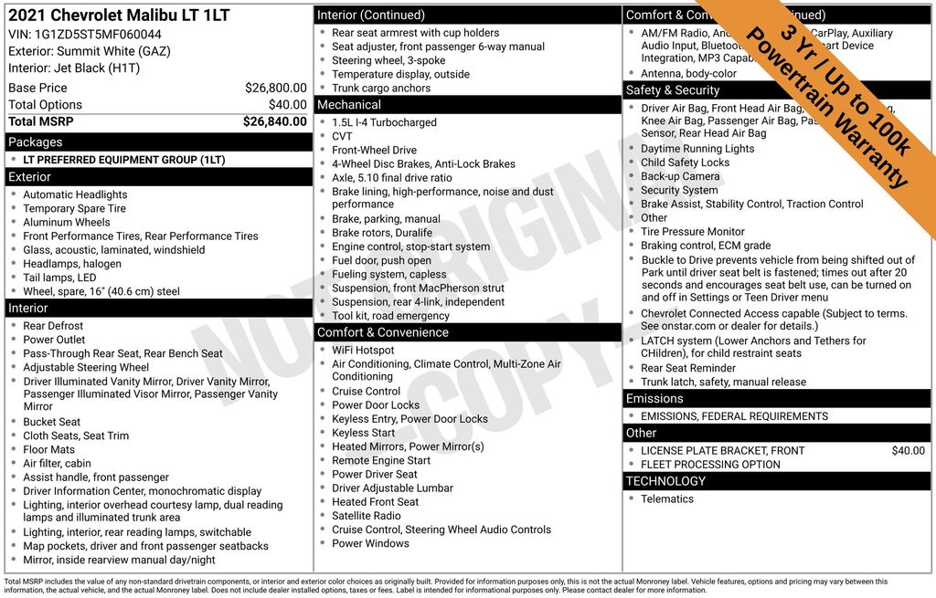 Used 2021 Chevrolet Malibu For Sale in Fort Wayne, IN
