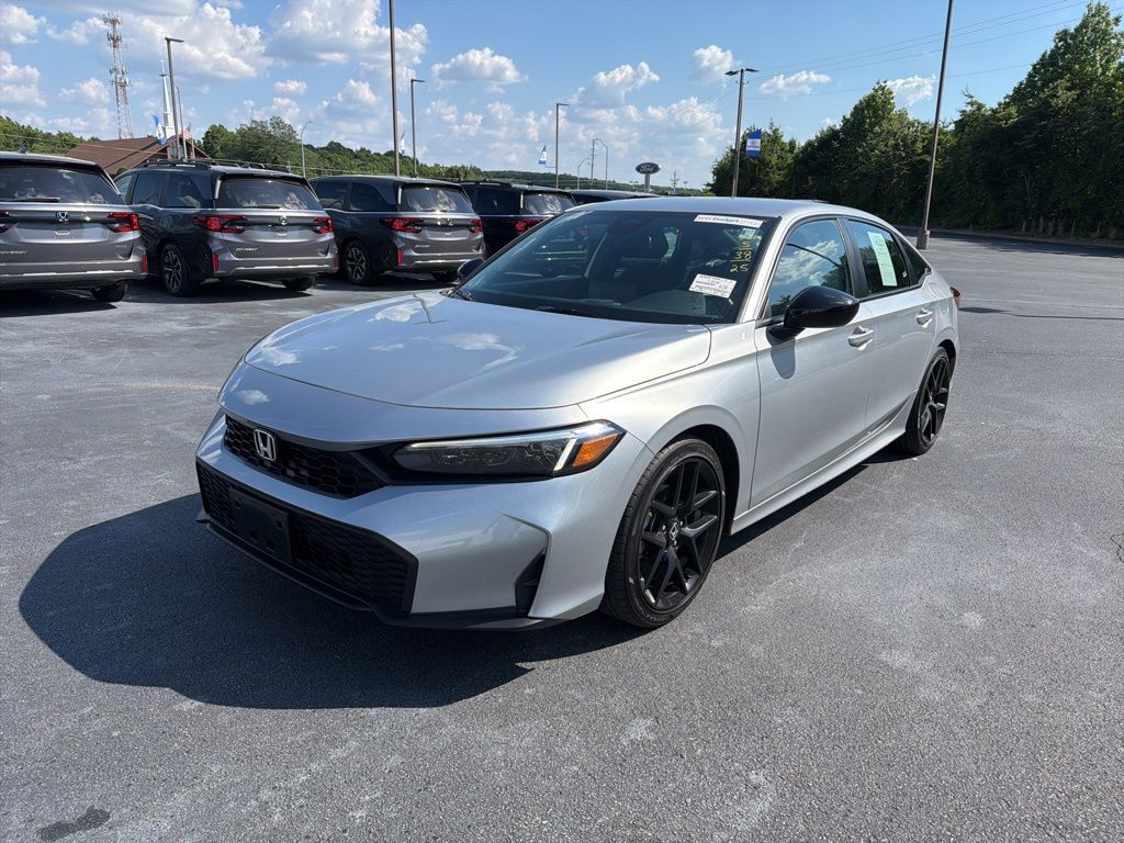 Solar Silver Metallic 2025 Honda Civic Sport FWD Sedan Front-Wheel Drive Continuously Variable Transmission
