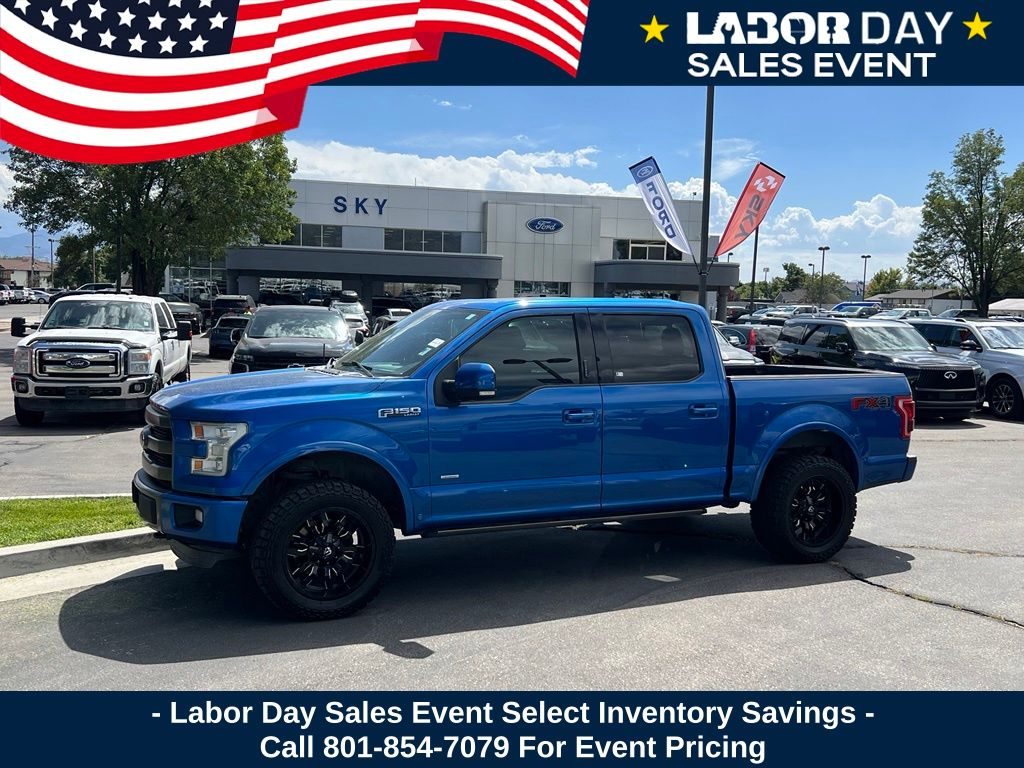 Blue 2015 Ford F-150 Pickup Truck Four-Wheel Drive 6-Speed Automatic