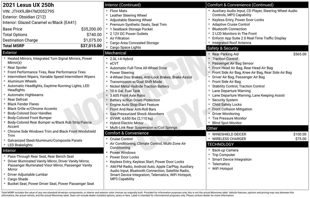 Used Car 2021 Lexus Ux  250h Base For Sale Under $30,000 In Austin, Texas