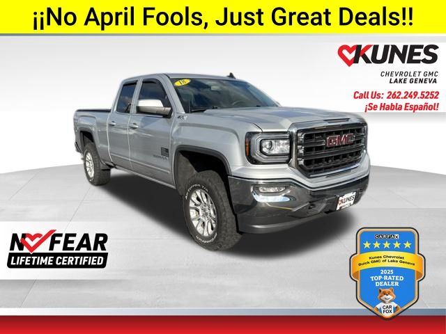Quicksilver Metallic 2018 GMC Sierra 1500 SLE Double Cab 4WD Pickup Truck Four-Wheel Drive 6-Speed Automatic Overdrive