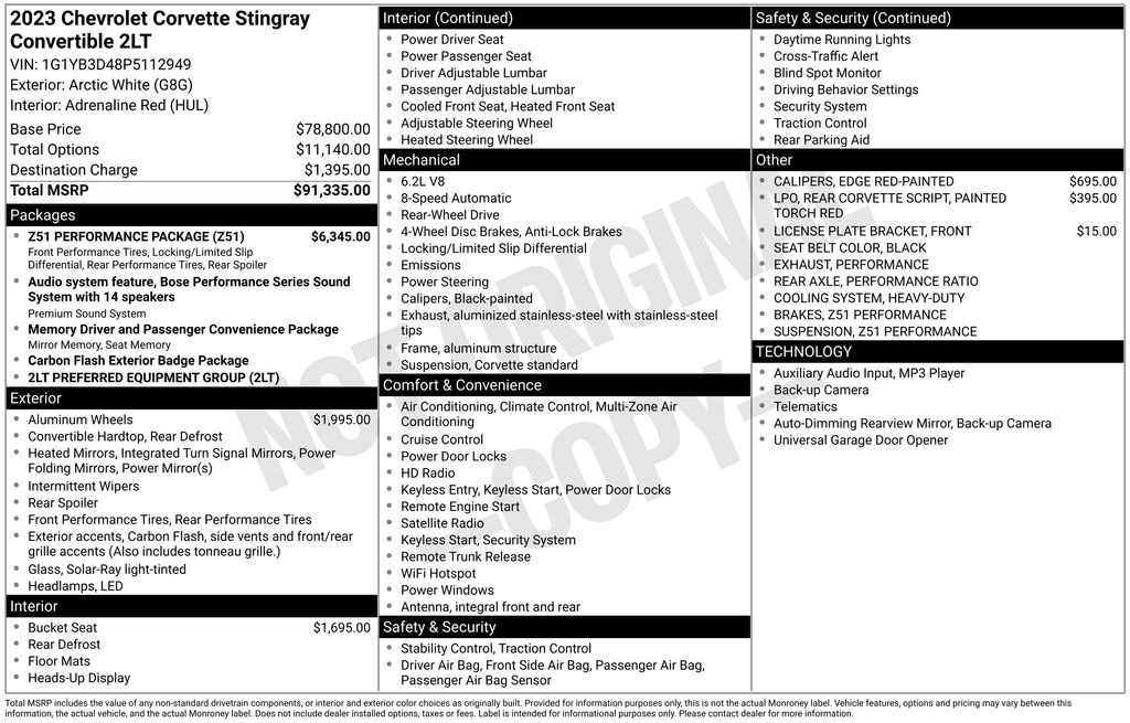 Certified Used 2023 White Chevrolet Stingray image 43