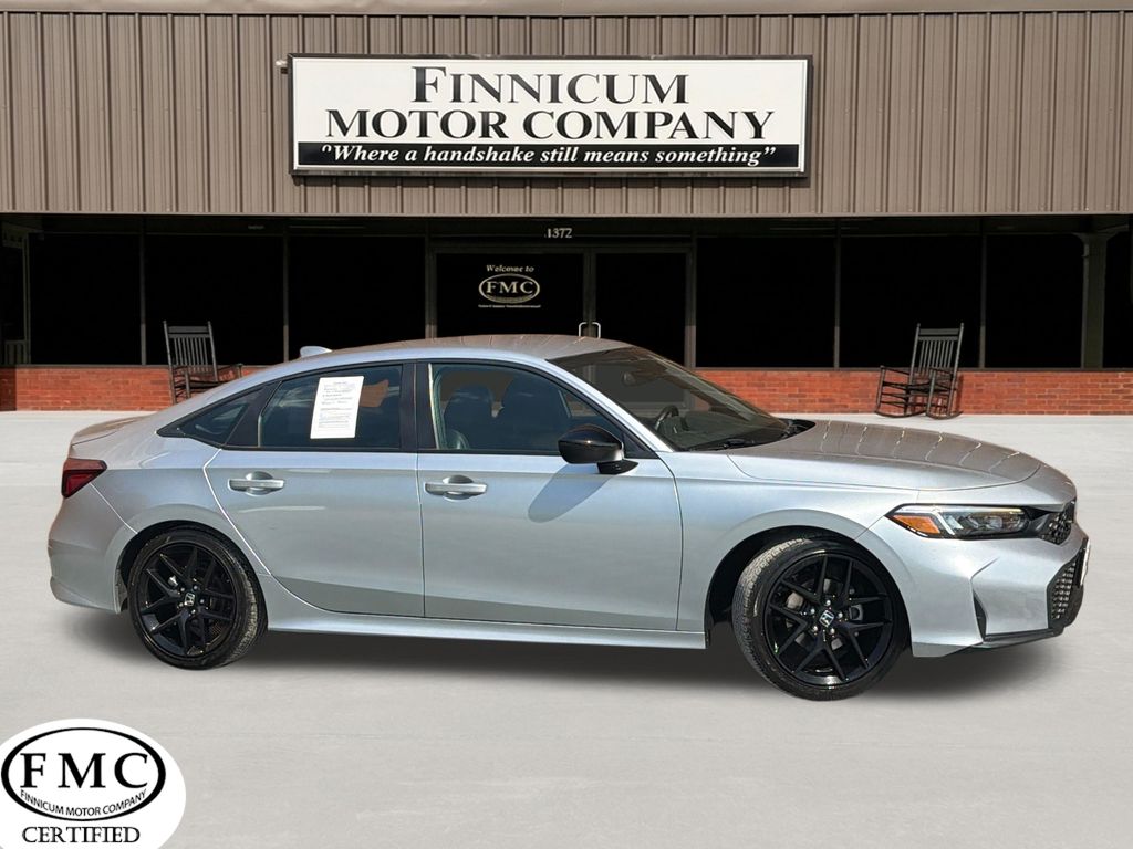 Solar Silver Metallic 2025 Honda Civic Sport FWD Sedan Front-Wheel Drive Continuously Variable Transmission